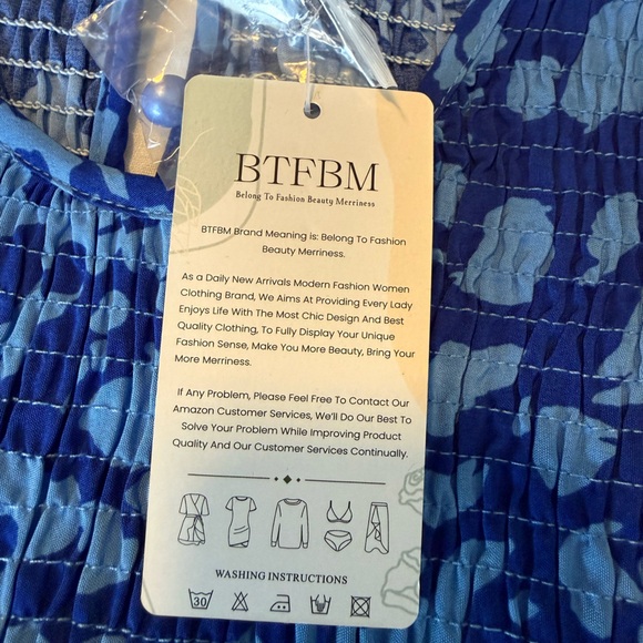 NWT BTFBM Ruffle Smocked Maxi Dress - blue - size large - Picture 6 of 7